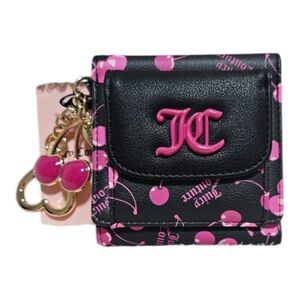 Juicy Couture Pink Cherries Cherry on Top Clip Charm Fruit Wallet - Black